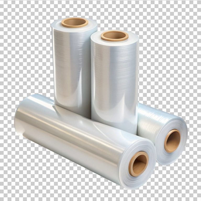 rolls of white wrapping plastic transparent packag